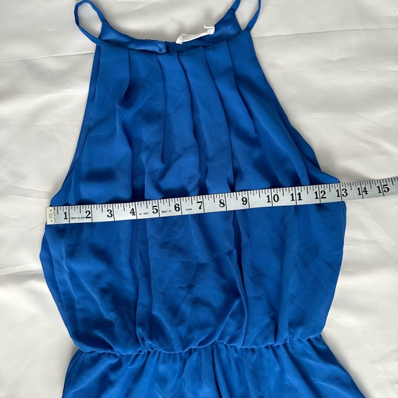Lush Women Blue Fully Lined Polyester Halter Cinched Waist Mini Dress Size S EUC - Picture 12 of 13